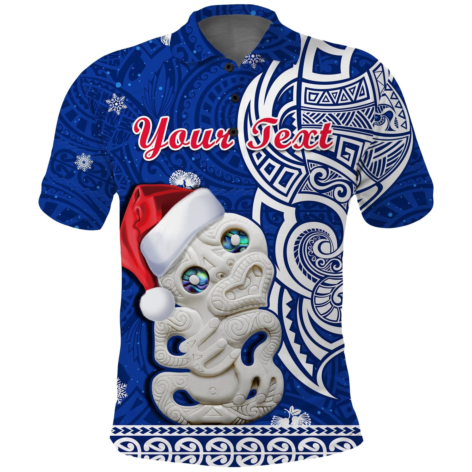 Custom New Zealand Polo Shirt Christmas Hei Tiki Blue Pohutukawa Meri Kirihimete LT14