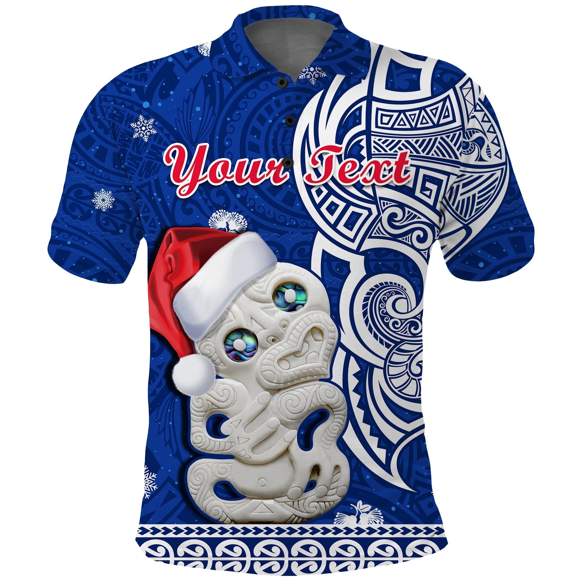 Custom New Zealand Polo Shirt Christmas Hei Tiki Blue Pohutukawa Meri Kirihimete LT14