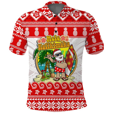 Christmas Hawaii Polo Shirt Kanaka Polynesian Santa Claus Mele Kalikimaka LT14