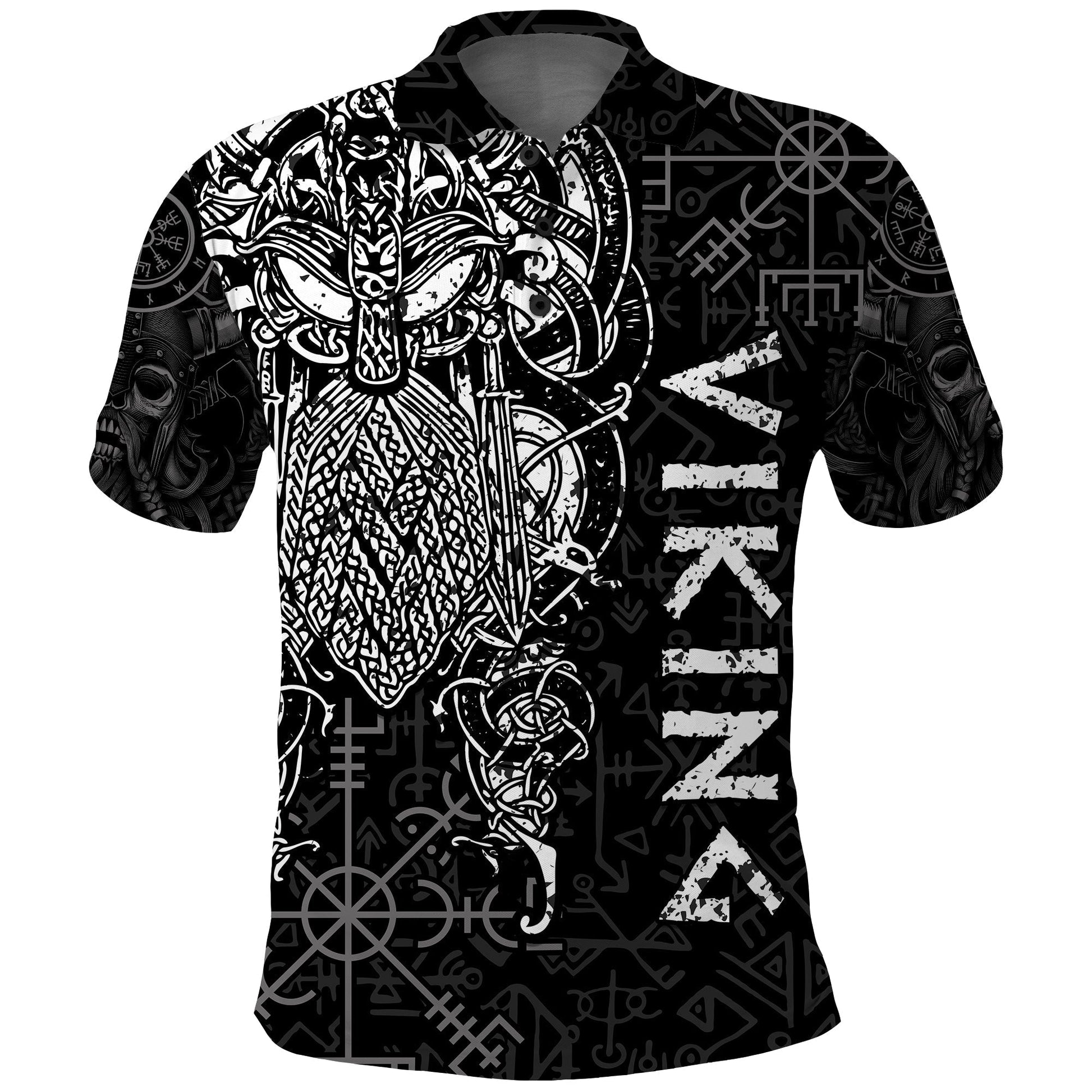 Viking Dad Polo Shirt Odin Runes Fathers Day LT13