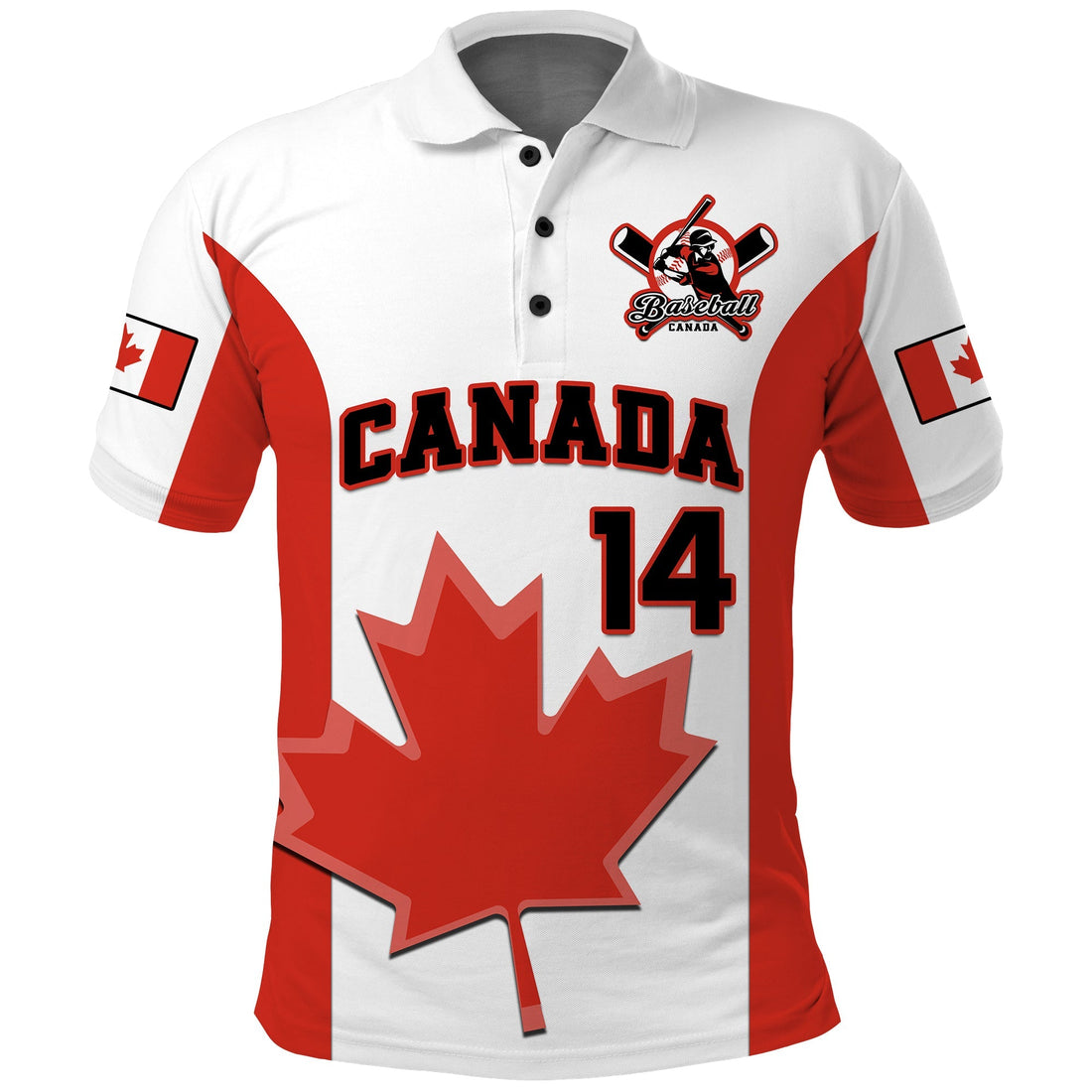(Custom Text And Number) Canada Baseball Polo Shirt 2023 Canadian Maple Leaf Sporty LT14