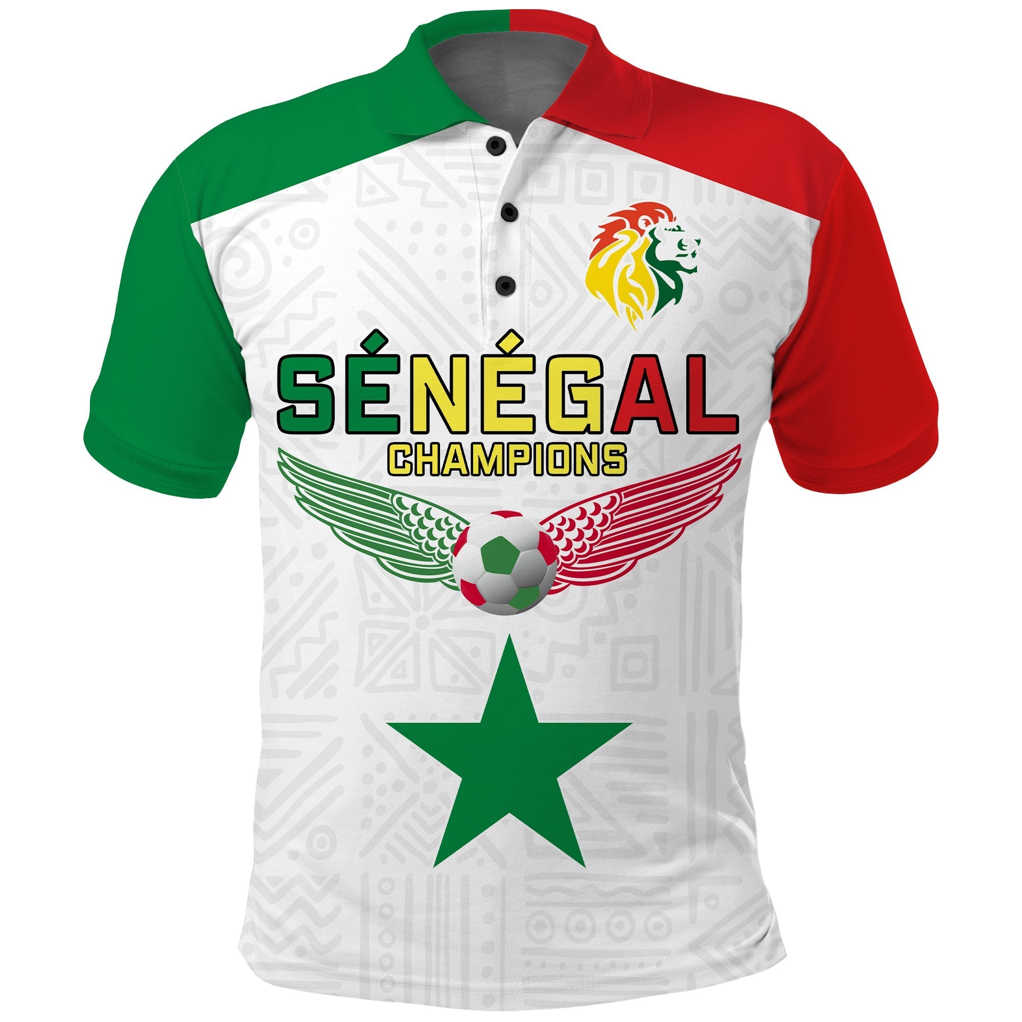(Custom Text and Number) Senegal Football Polo Shirt Lions of Teranga Champions Soccer Wings Flying LT13
