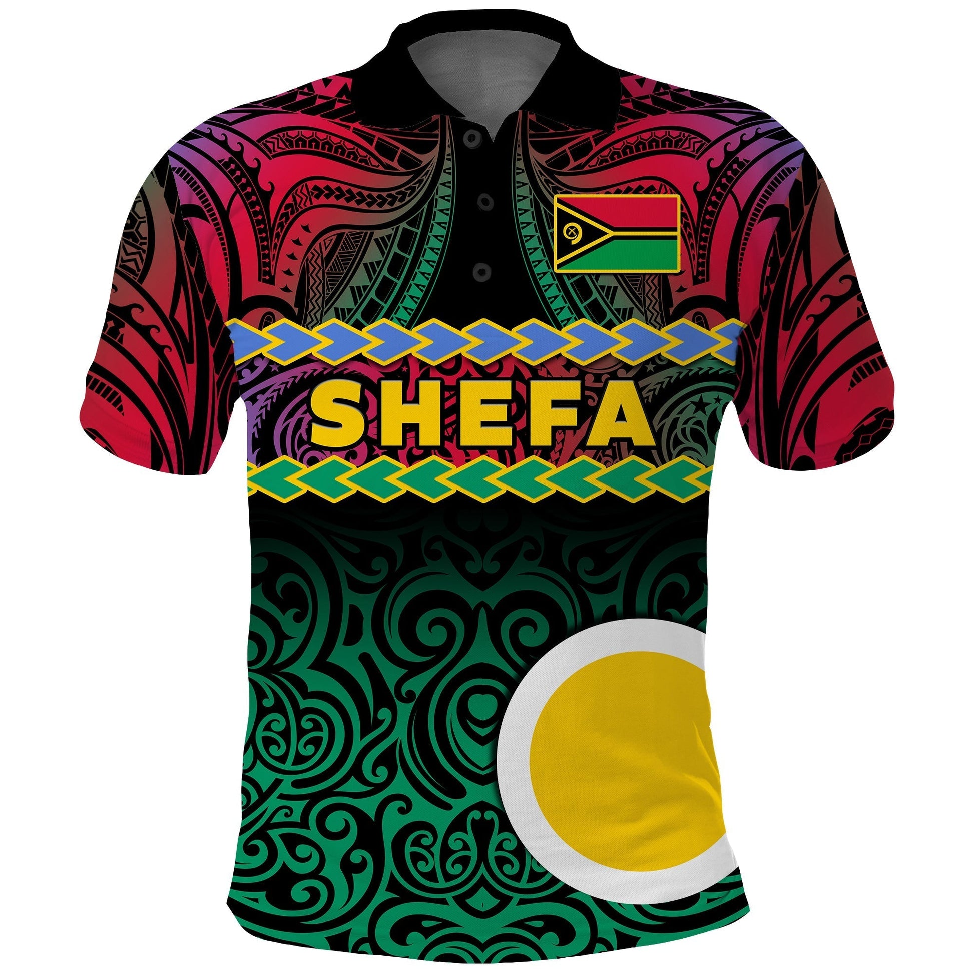 Custom Shefa Province Polo Shirt Vanuatu Pig Tusk Polynesian Flag Style LT14