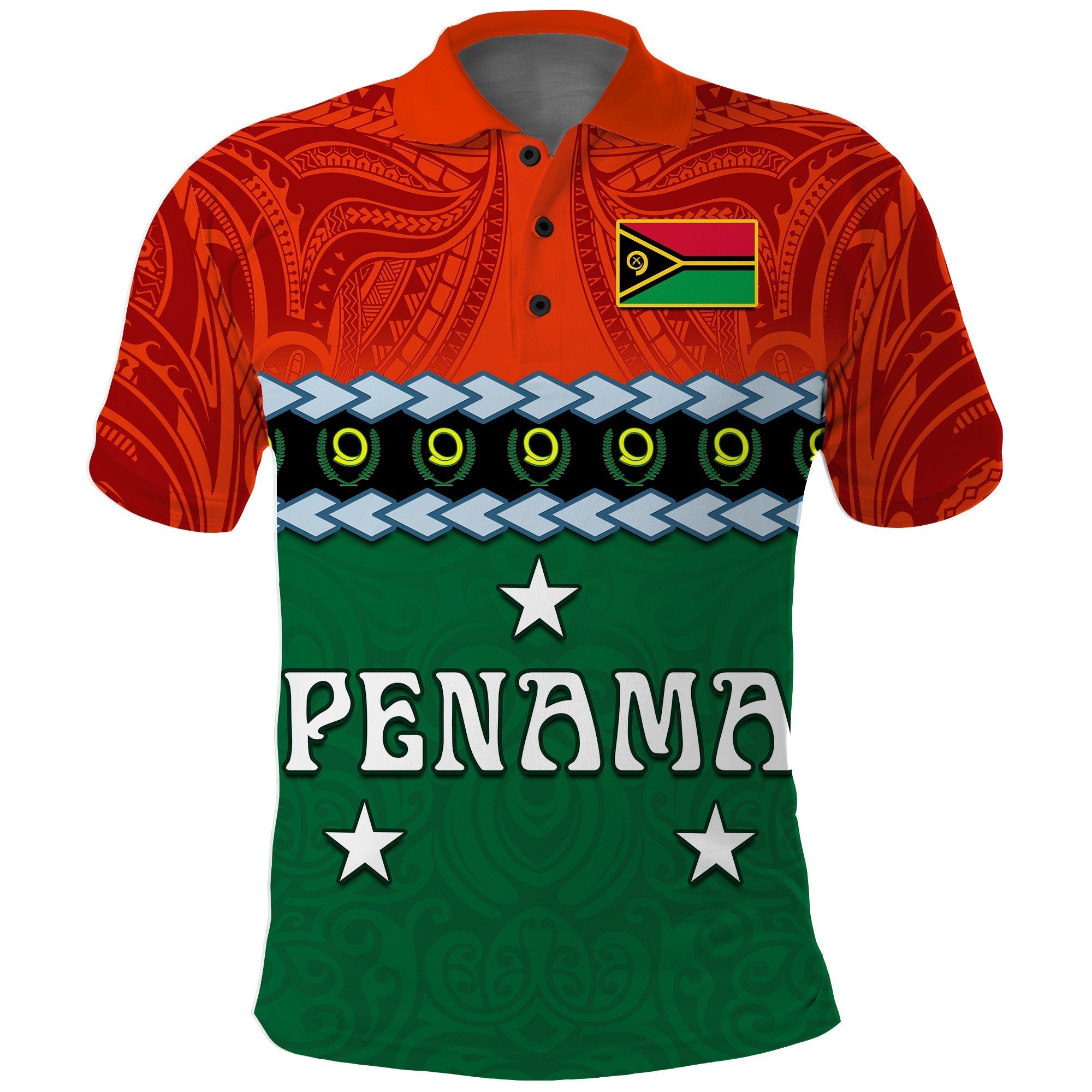 Custom Penama Province Polo Shirt Vanuatu Pig Tusk Polynesian Flag Style LT14