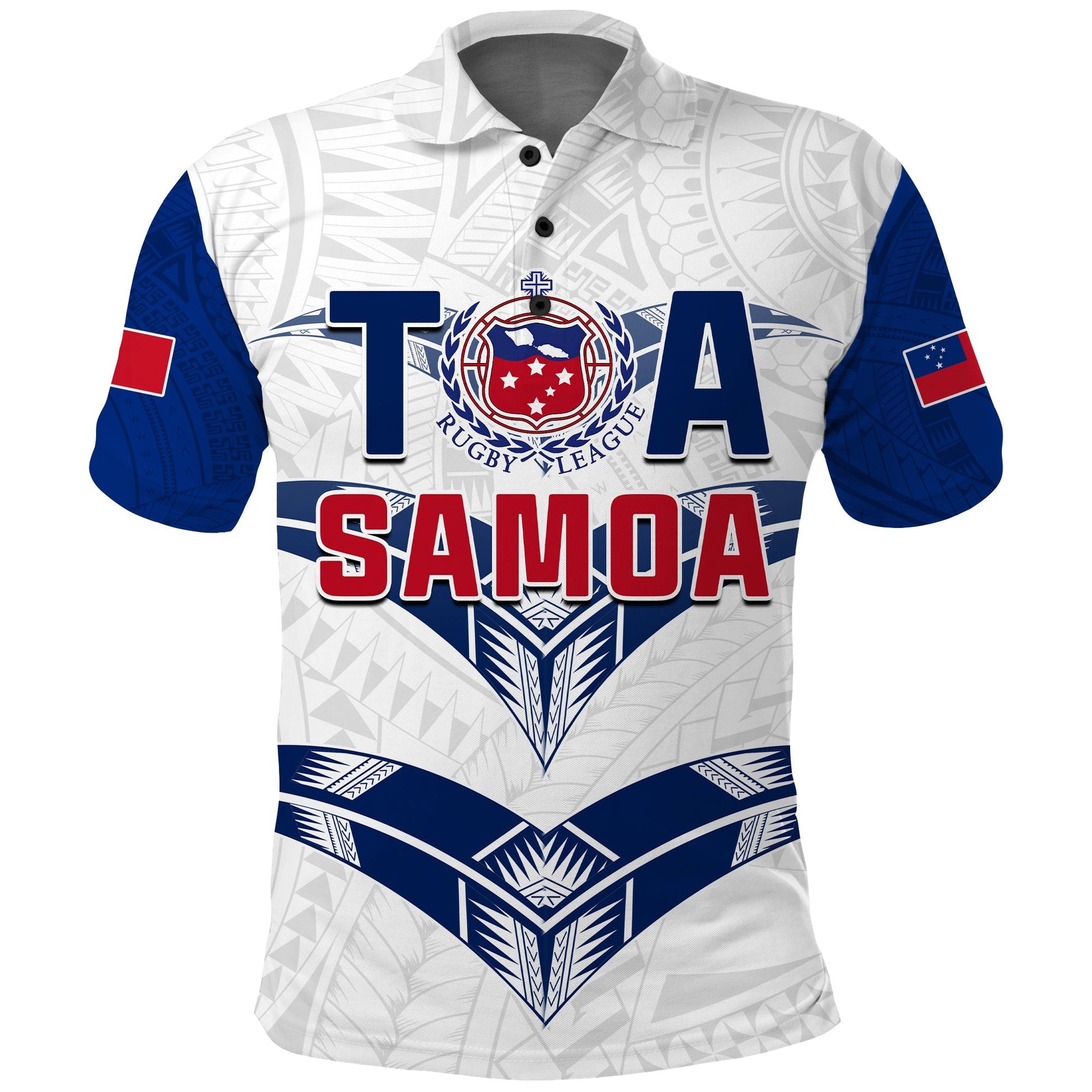 (Custom Personalise Text and Number) Toa Samoa Rugby Polo Shirt Siamupini Proud White LT13