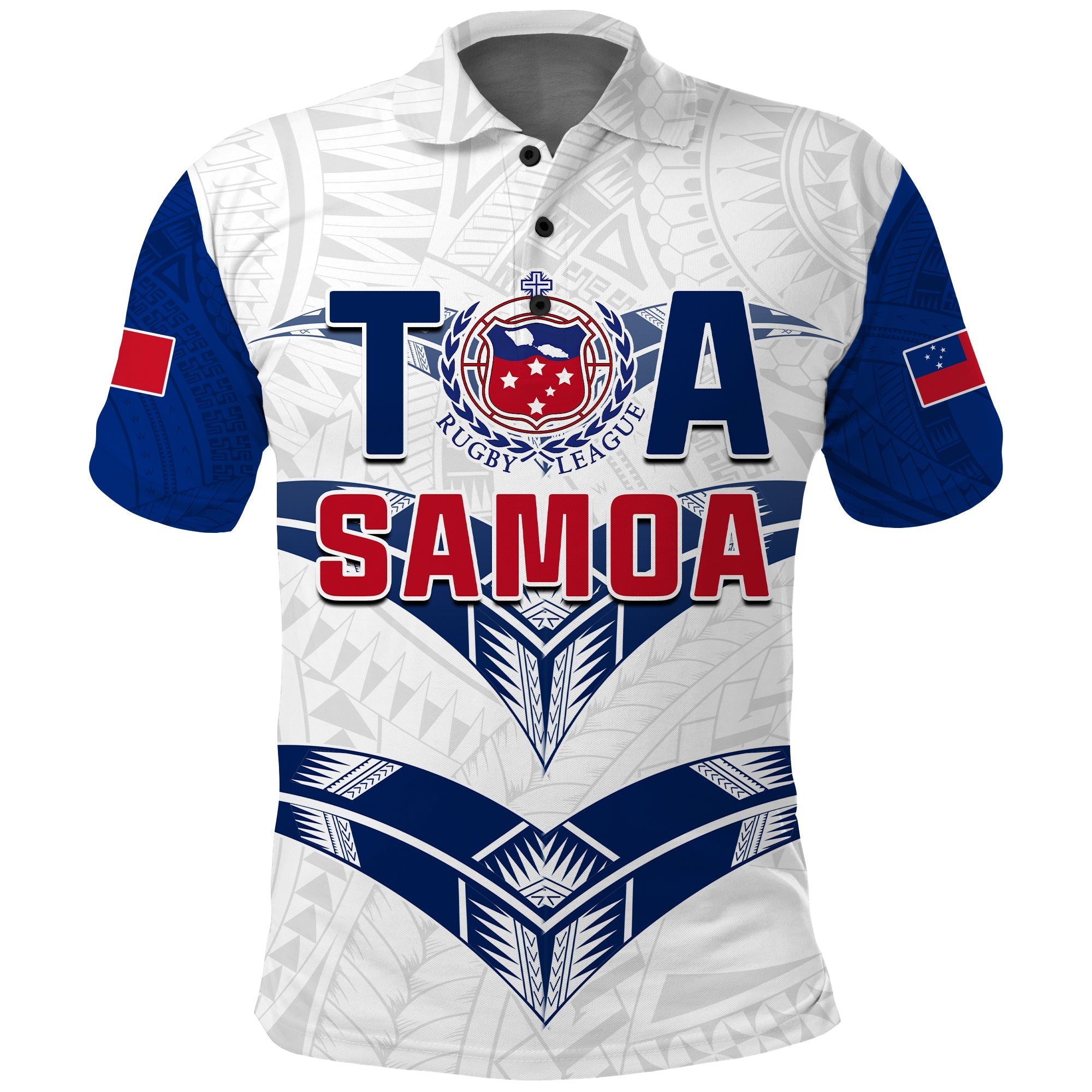 (Custom Personalise Text and Number) Toa Samoa Rugby Polo Shirt Siamupini Proud White LT13