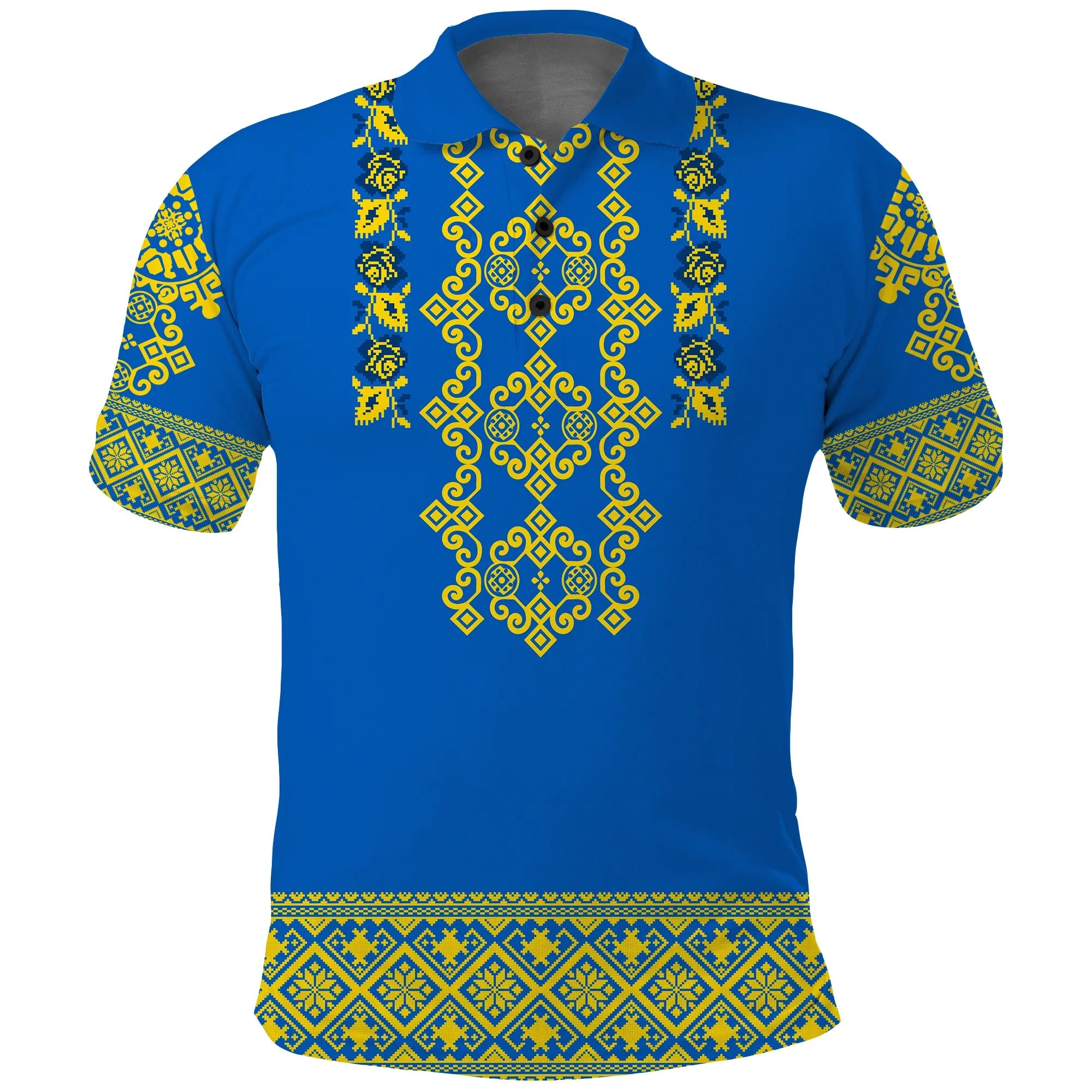 Custom Ukraine Polo Shirt Yellow Ukrainian Folk LT14