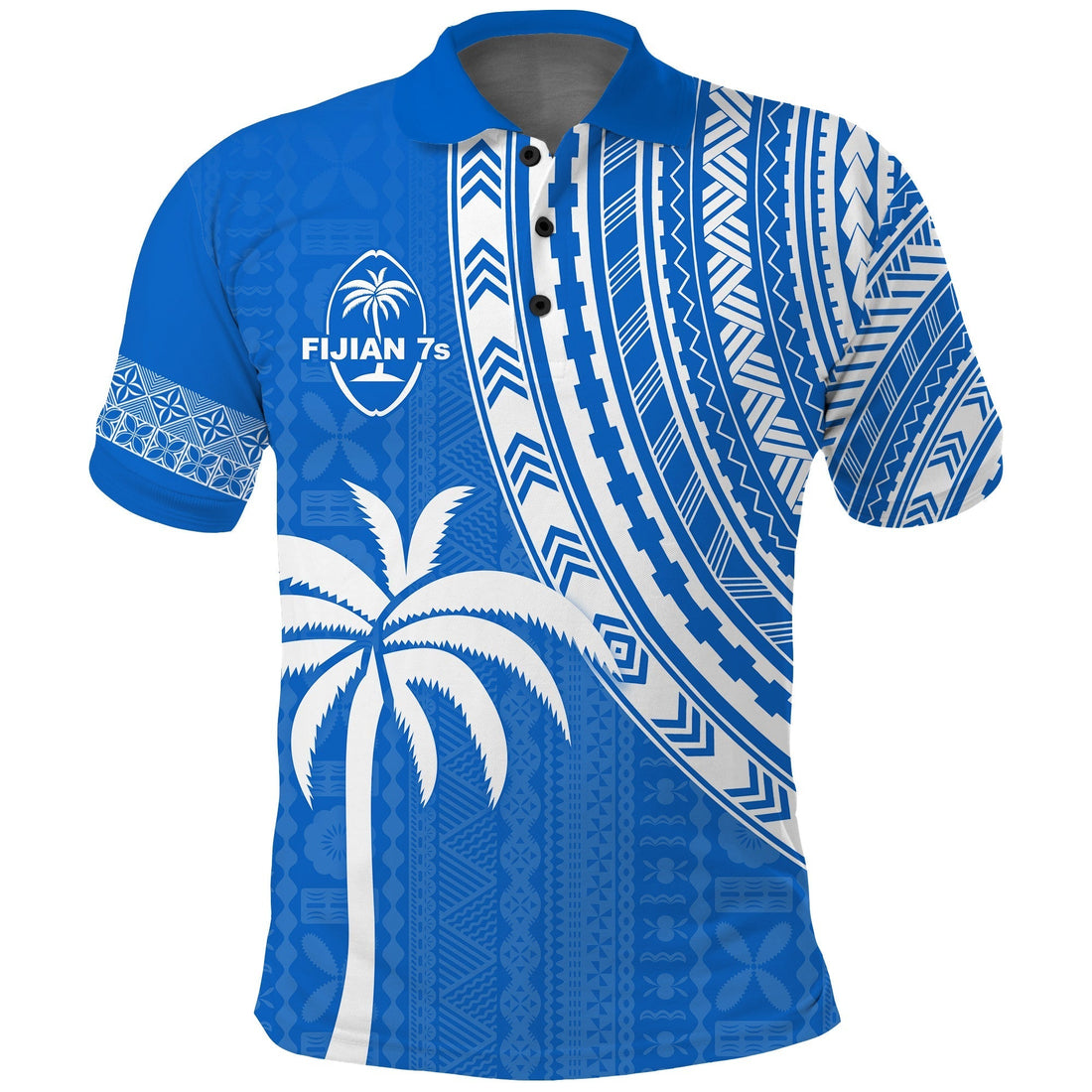 Fiji Rugby Sevens Polo Shirt Fijian 7s Tapa Polynesian Blue Ver.01 LT13