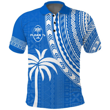 Fiji Rugby Sevens Polo Shirt Fijian 7s Tapa Polynesian Blue Ver.01 LT13