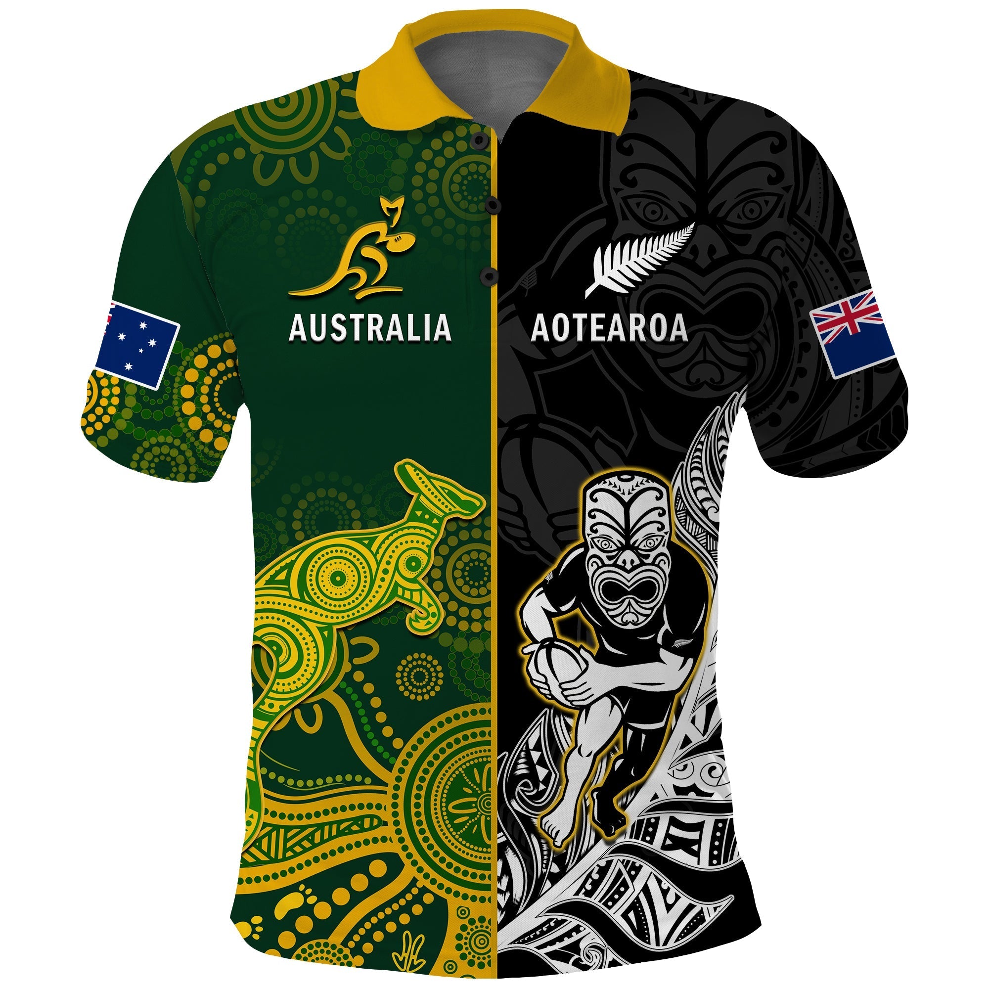 Australia Rugby Mix Aotearoa Rugby Polo Shirt Wallabies All Black Special Version LT14