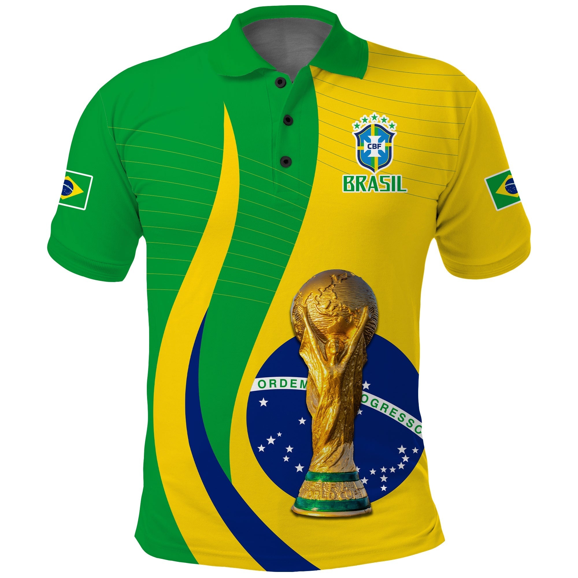 (Custom Text and Number) Brazil Football Champions Polo Shirt Selecao Style Vibe LT13