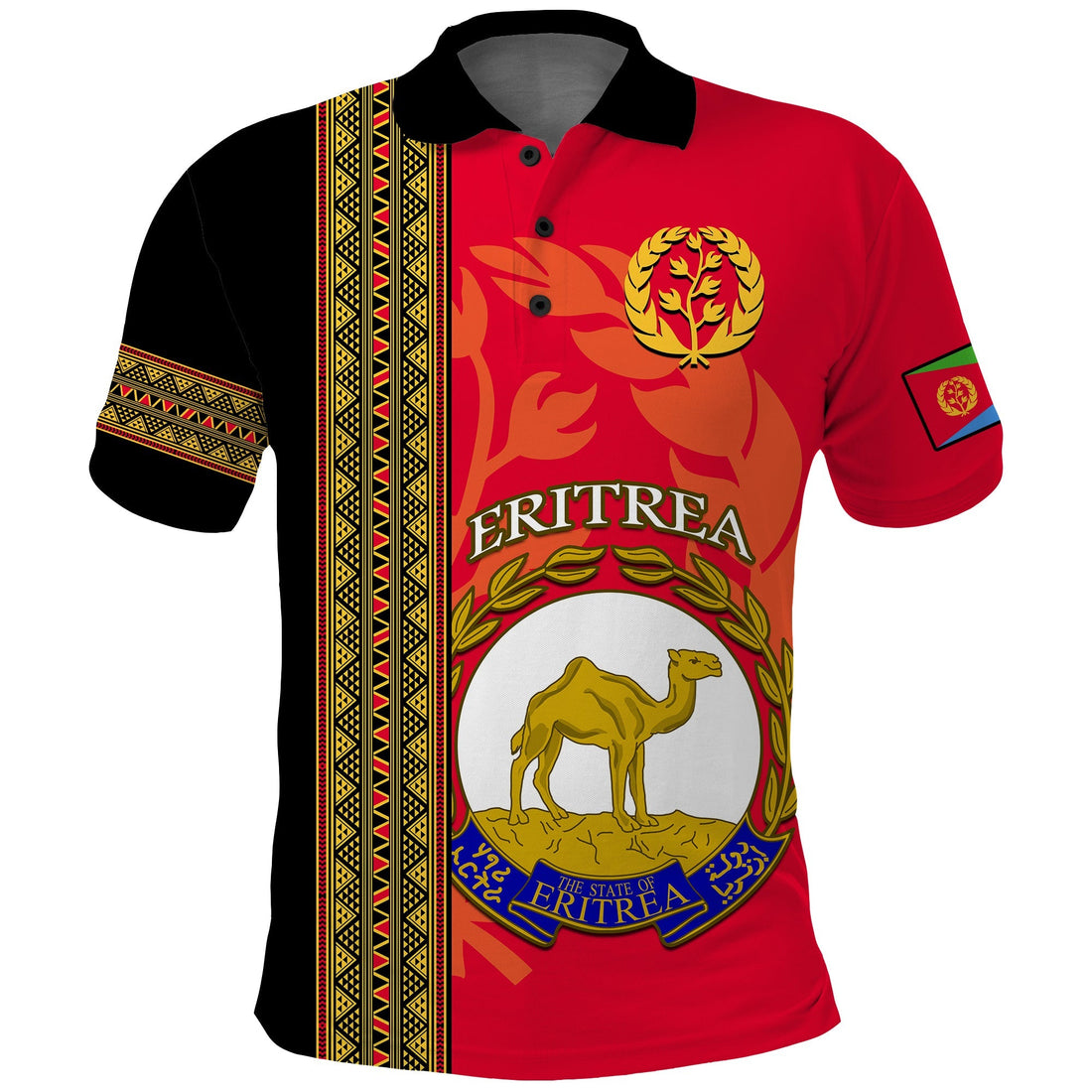 Eritrea Polo Shirt African Pattern Happy Independence Day Version Black LT14
