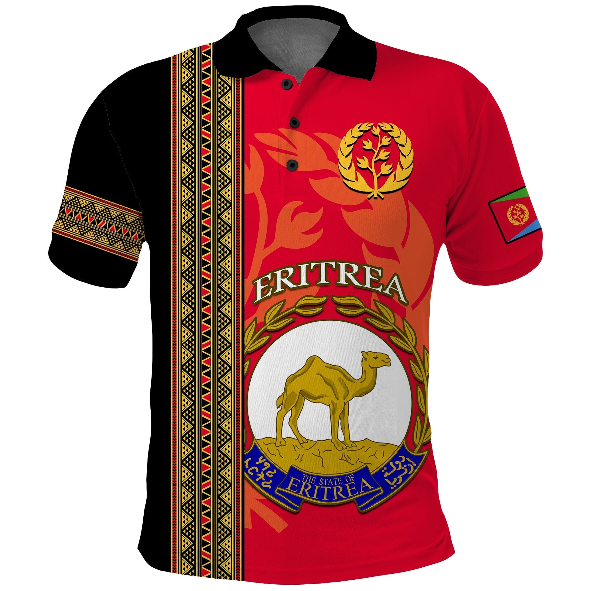 Eritrea Polo Shirt African Pattern Happy Independence Day Version Black LT14