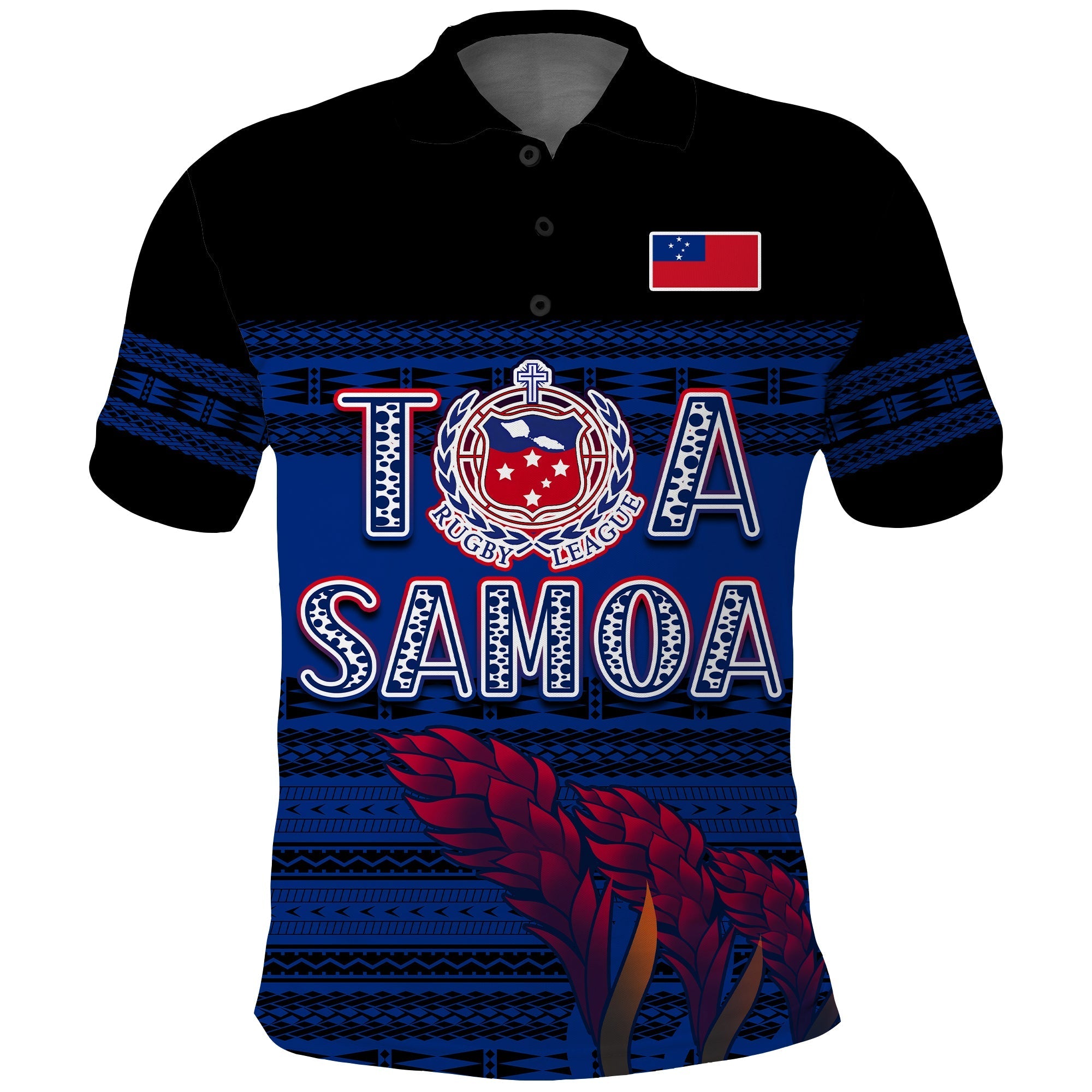 (Custom Personalise Text and Number) Toa Samoa Rugby Polo Shirt Uso Aso Uma Go Champions Blue LT13