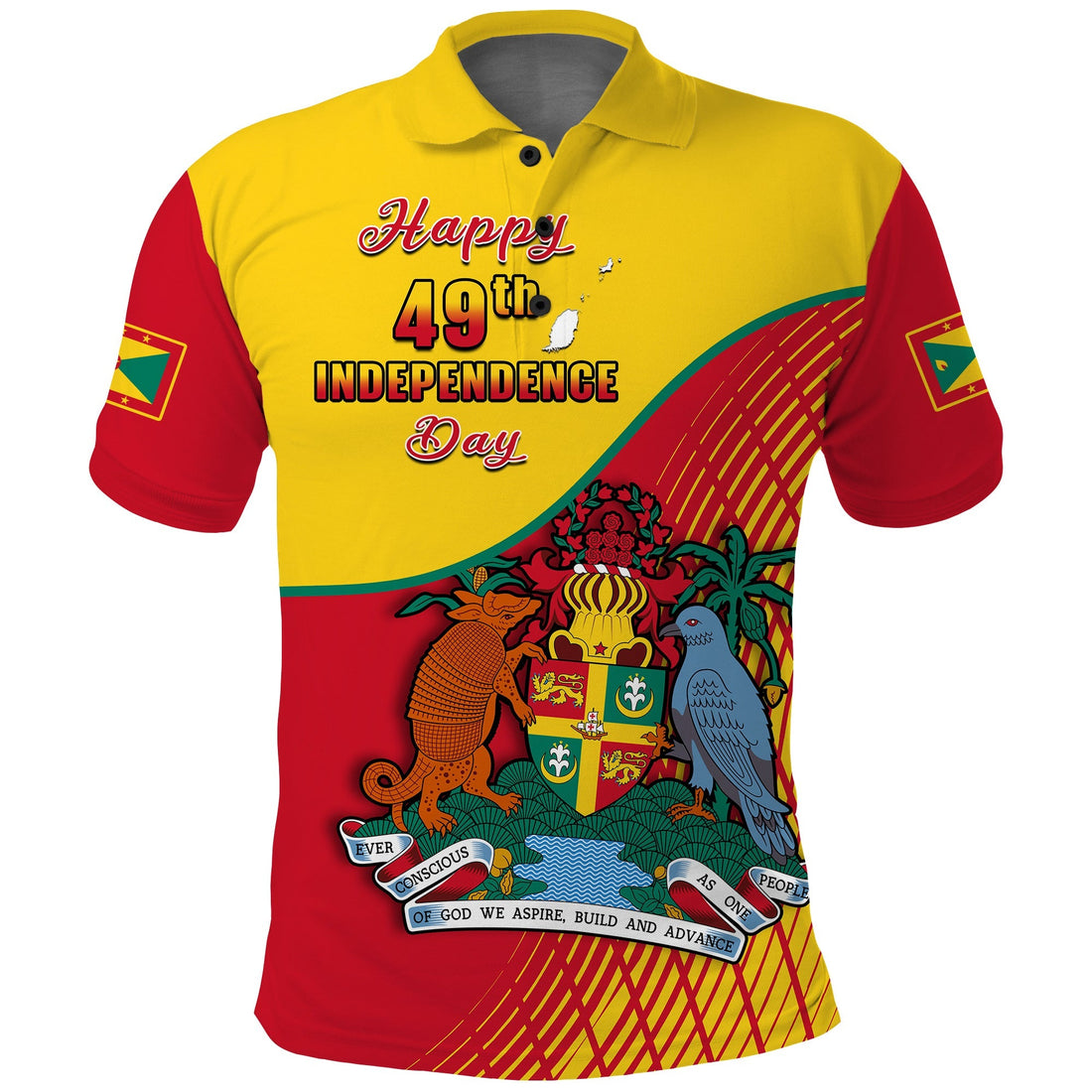 Grenada Polo Shirt Coat Of Arms Happy 49th Independence Day LT14
