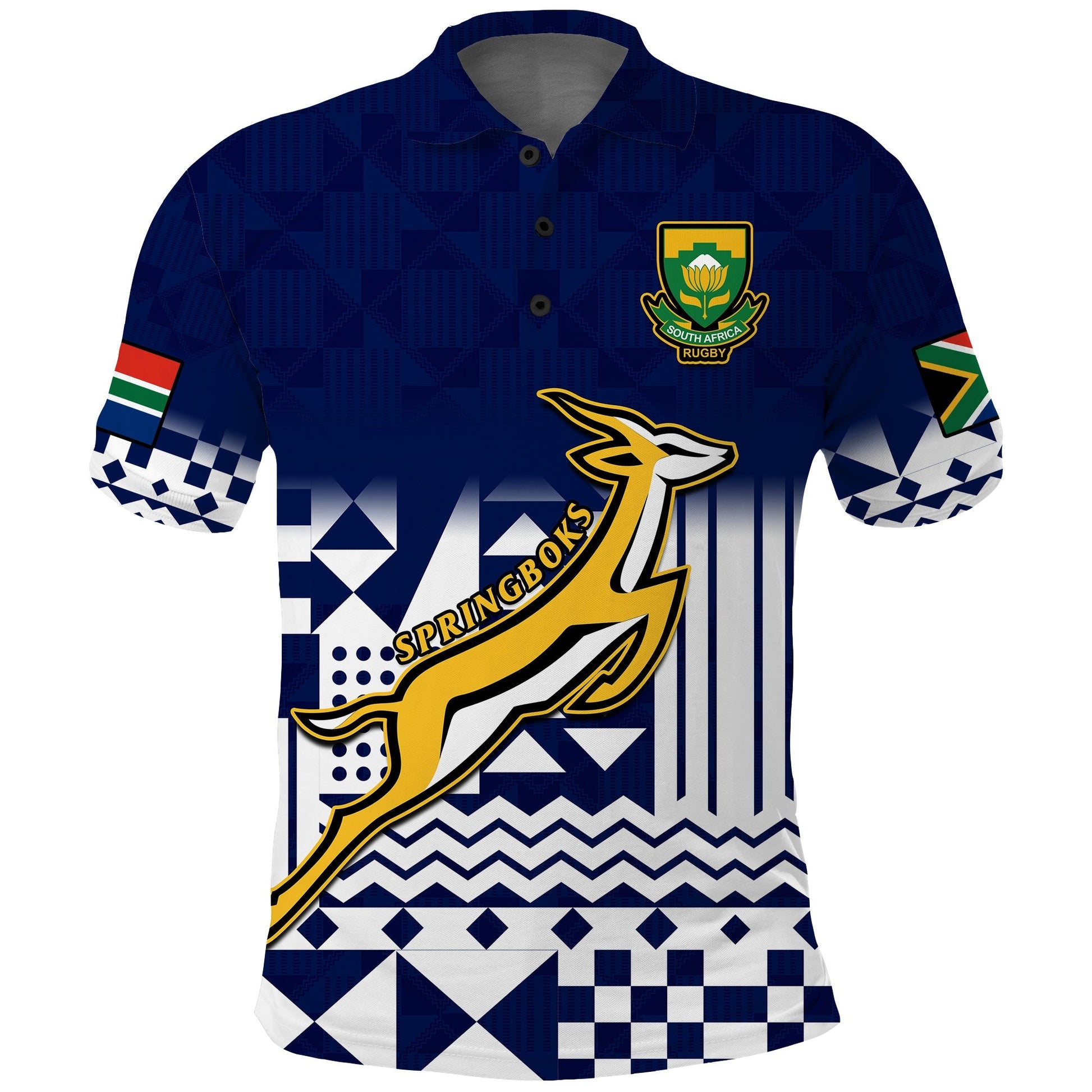 (Custom Text And Number) South Africa Rugby Polo Shirt Outgoing Tour Go Springboks LT14