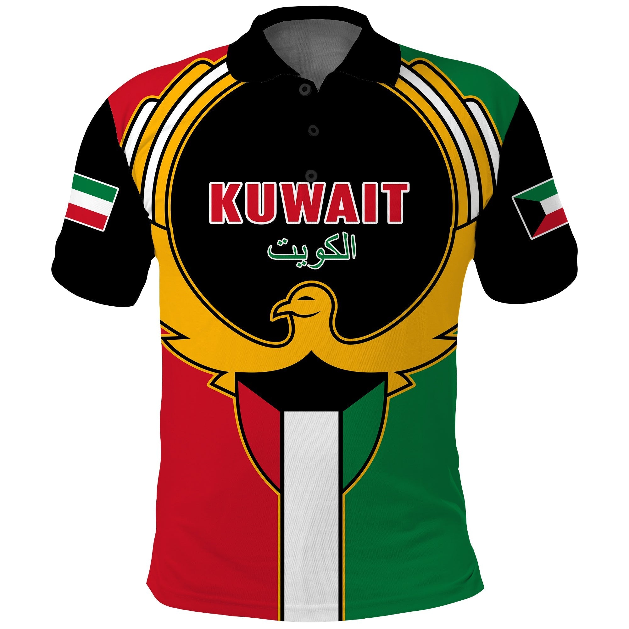 Custom Kuwait Polo Shirt Happy Independence Day With Coat Of Arms LT14