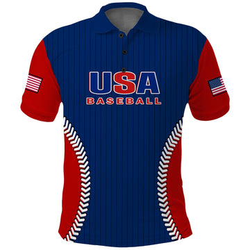 (Custom Text And Number) United States Polo Shirt USA Baseball Sporty Style LT14