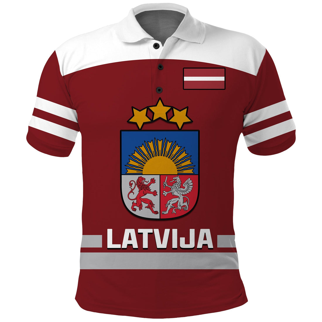 (Custom Text And Number) Latvia Hockey Polo Shirt 2023 Red Sporty Style LT14