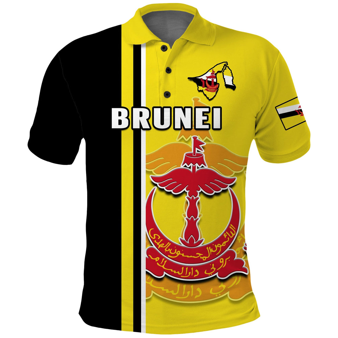 Custom Brunei Polo Shirt Happy Independence Day With Coat Of Arms LT14