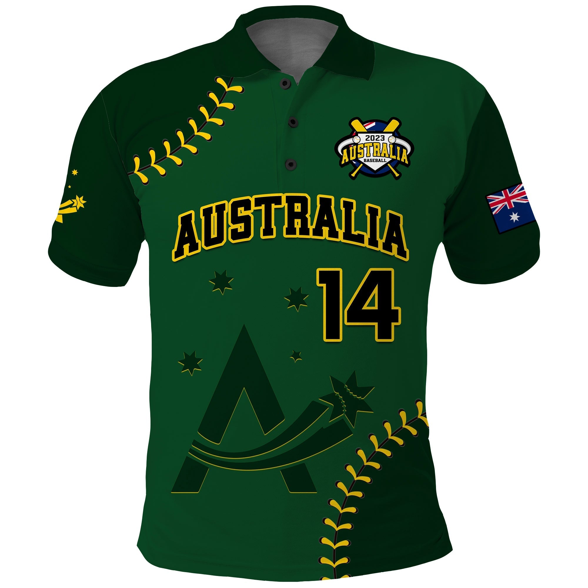 (Custom Text And Number) Australia Baseball Polo Shirt 2023 Go Aussie LT14