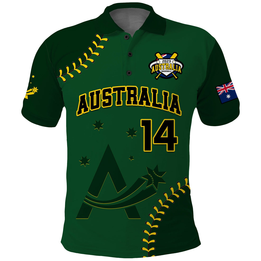 (Custom Text And Number) Australia Baseball Polo Shirt 2023 Go Aussie LT14