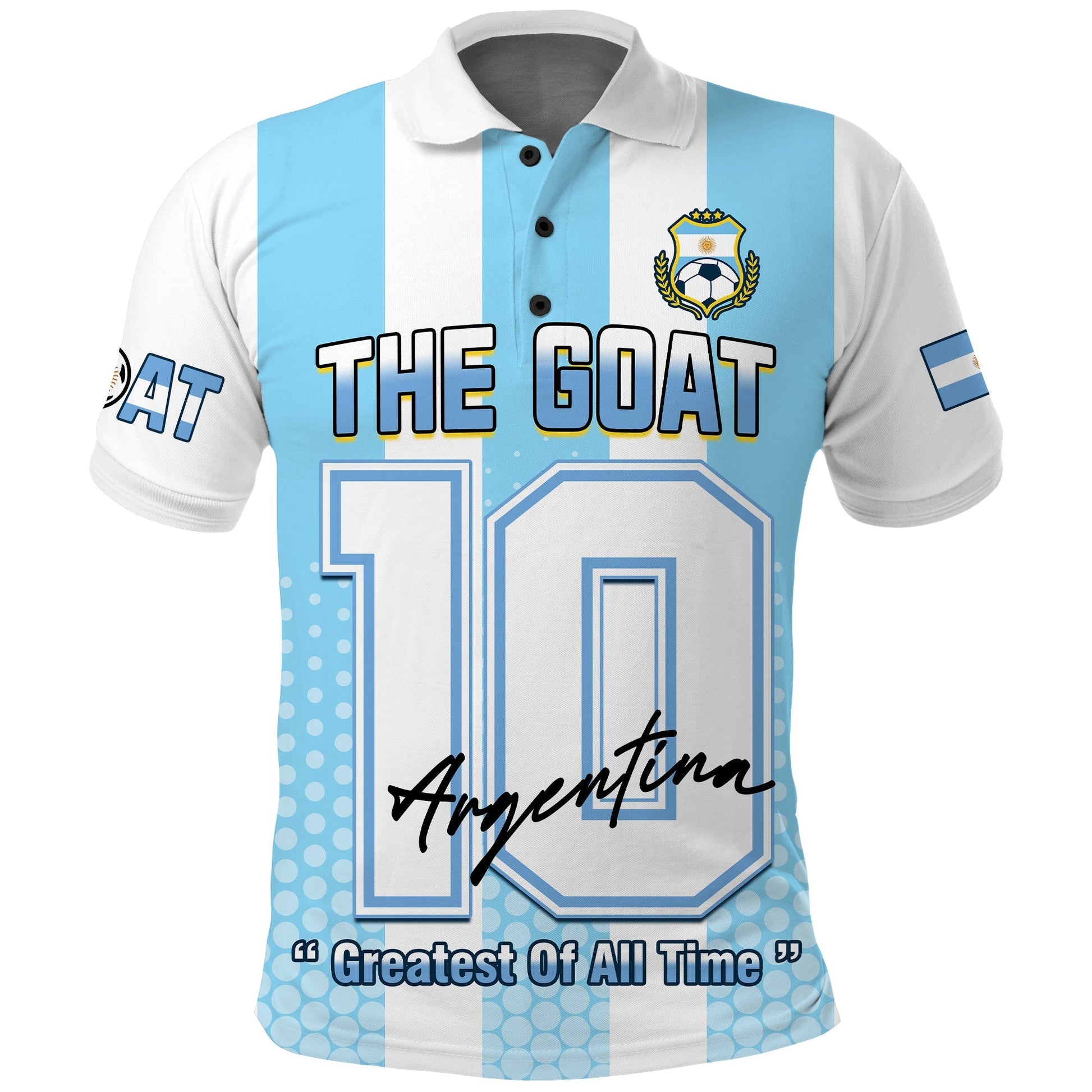 Argentina Football Polo Shirt Vamos La Albiceleste Soccer World Cup GOAT 2022 LT13
