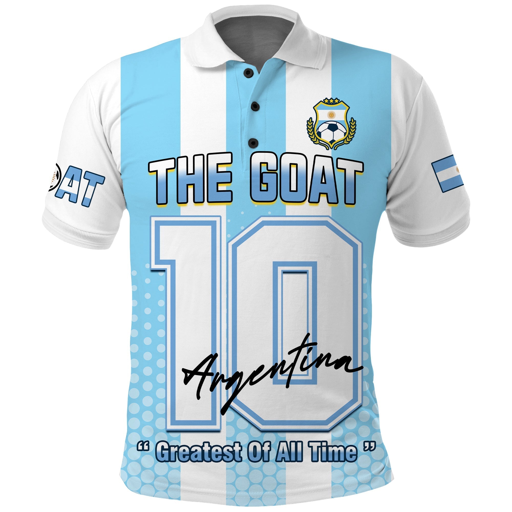 Argentina Football Polo Shirt Vamos La Albiceleste Soccer World Cup GOAT 2022 LT13