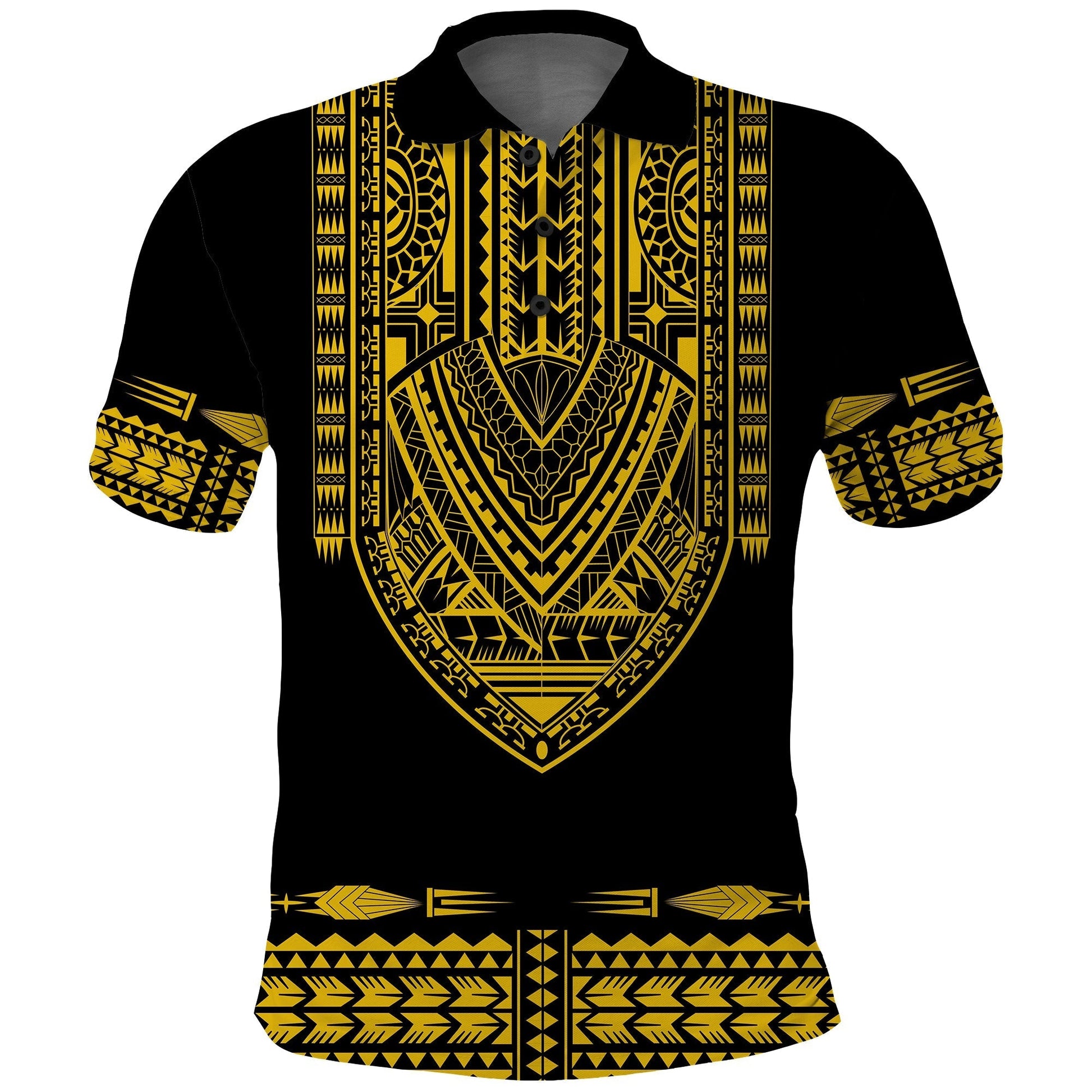 Custom Polynesian Polo Shirt Dashiki With Polynesian Tattoo Royal Golden Version LT14