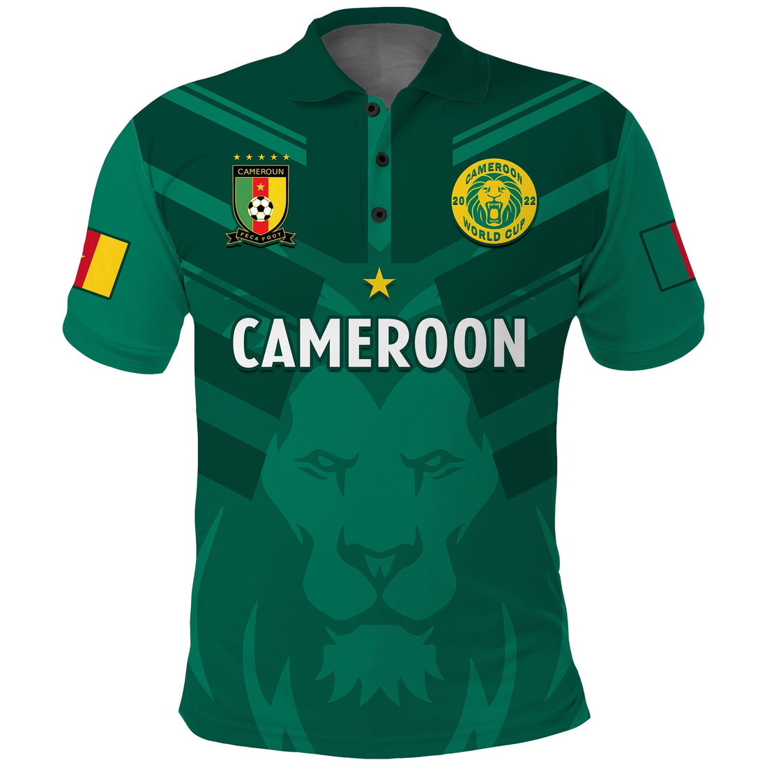 (Custom Text And Number) Cameroon Football Polo Shirt Les Lions Indomptables Green Football 2022 LT14