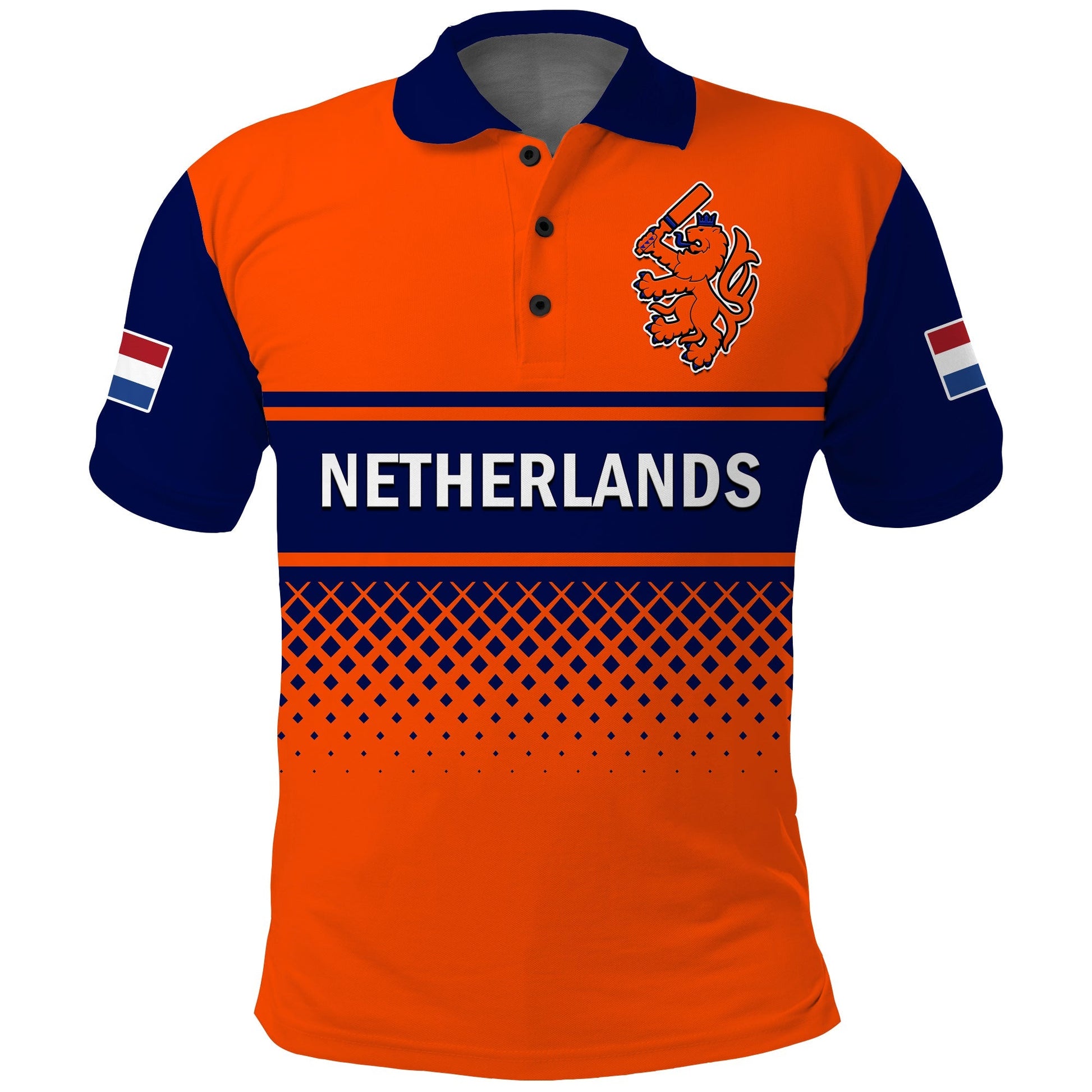 (Custom Text And Number) Netherlands Cricket Polo Shirt ODI Simple Orange Style LT14