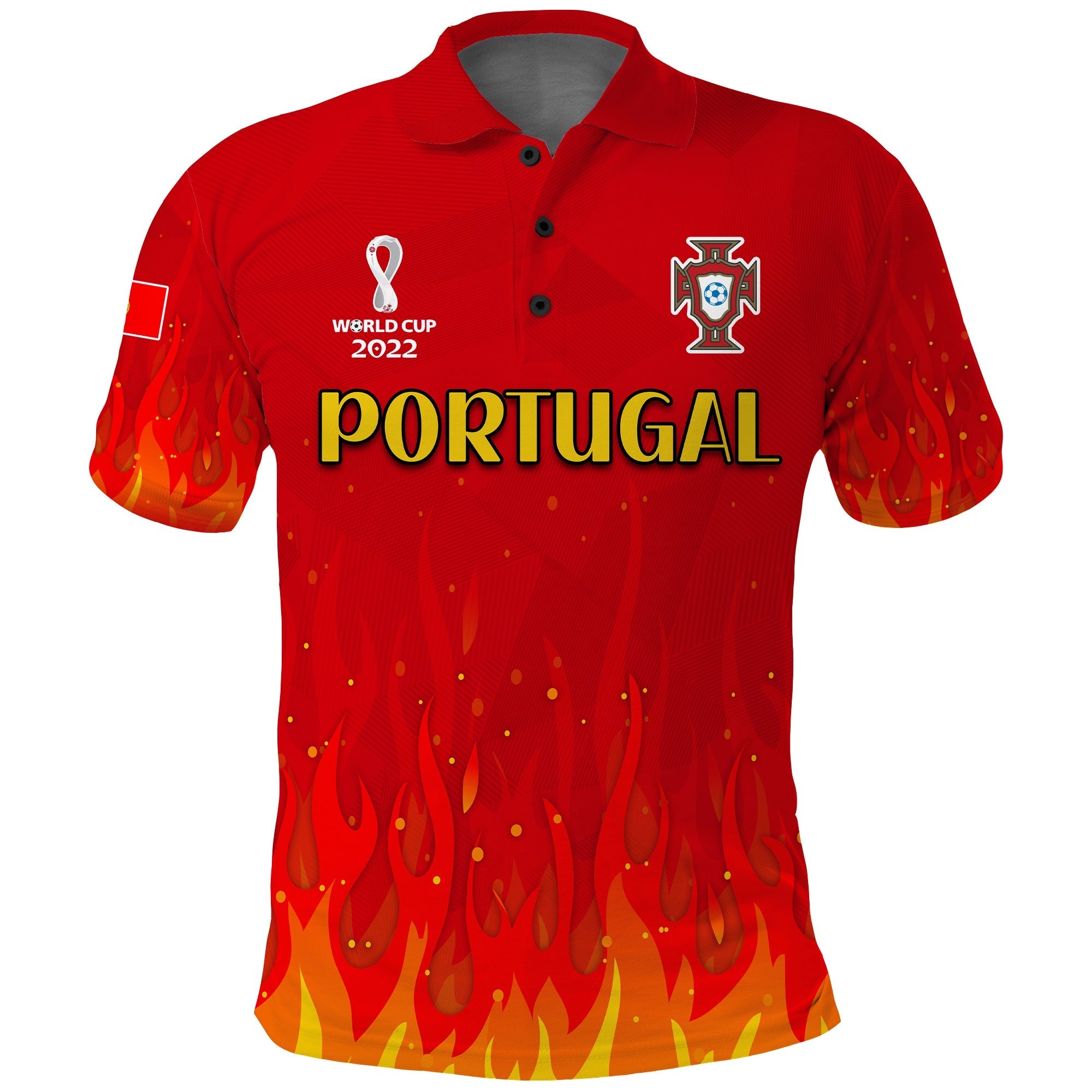 (Custom Text and Number) Portugal Football Polo Shirt Champions Soccer World Cup My Heartbeat Fire LT13