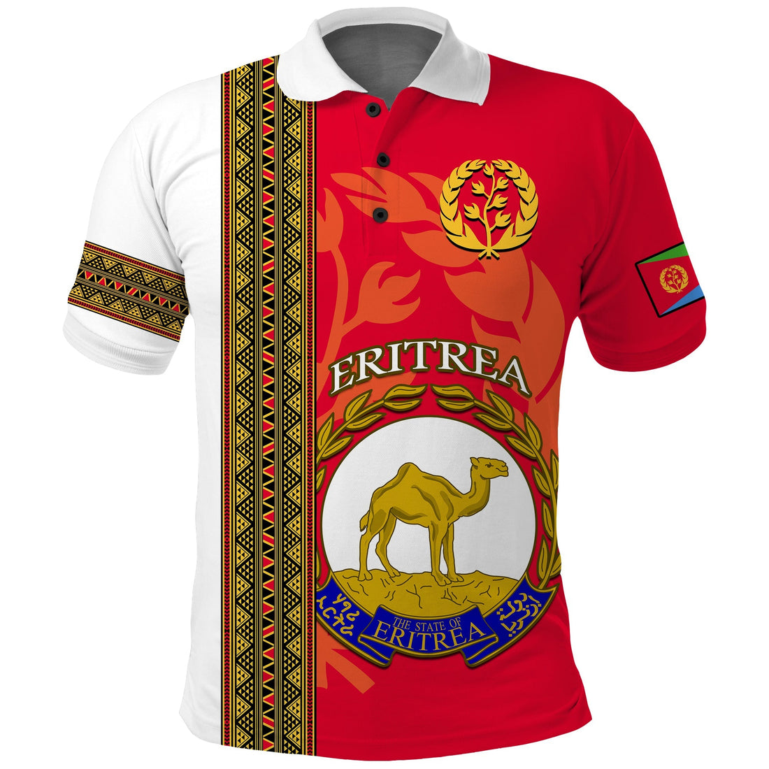 Custom Eritrea Polo Shirt African Pattern Happy Independence Day Version White LT14