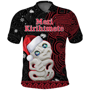 New Zealand Polo Shirt Christmas Hei Tiki Red Pohutukawa Meri Kirihimete LT14