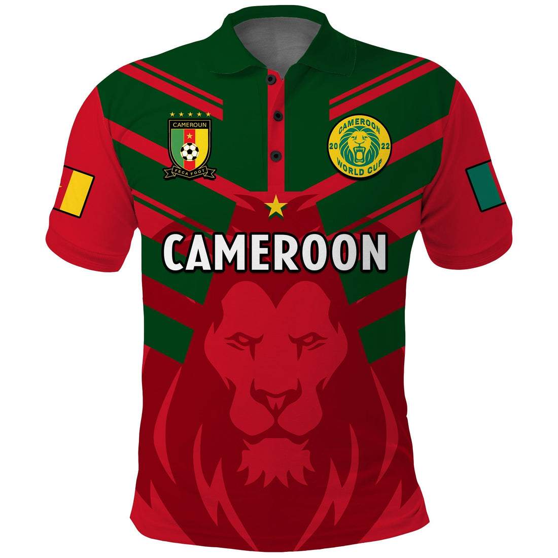 (Custom Text And Number) Cameroon Football Polo Shirt Les Lions Indomptables Red Football 2022 LT14