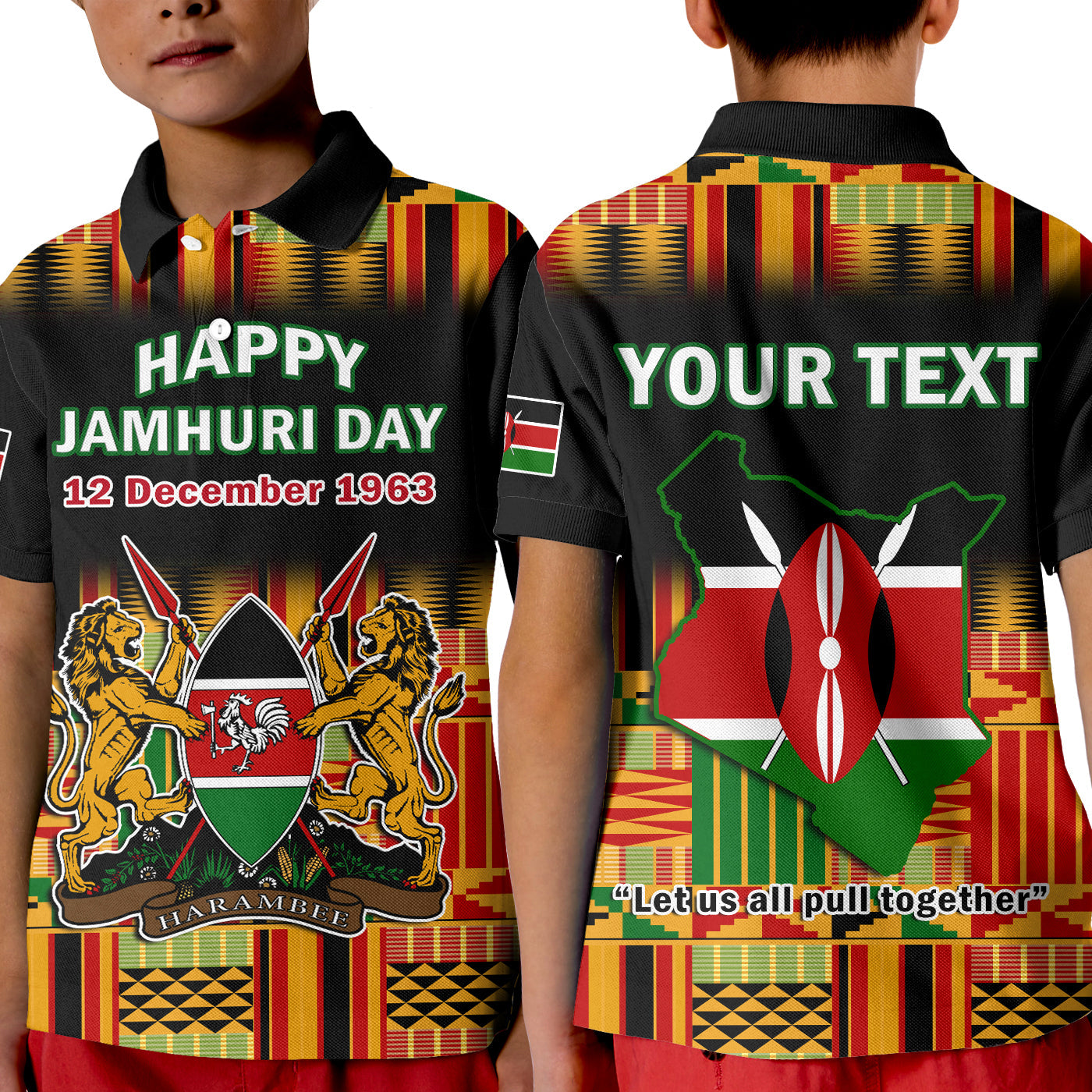 Custom Kenya Polo Shirt Happy Jamhuri Day Kenyan Pattern LT14