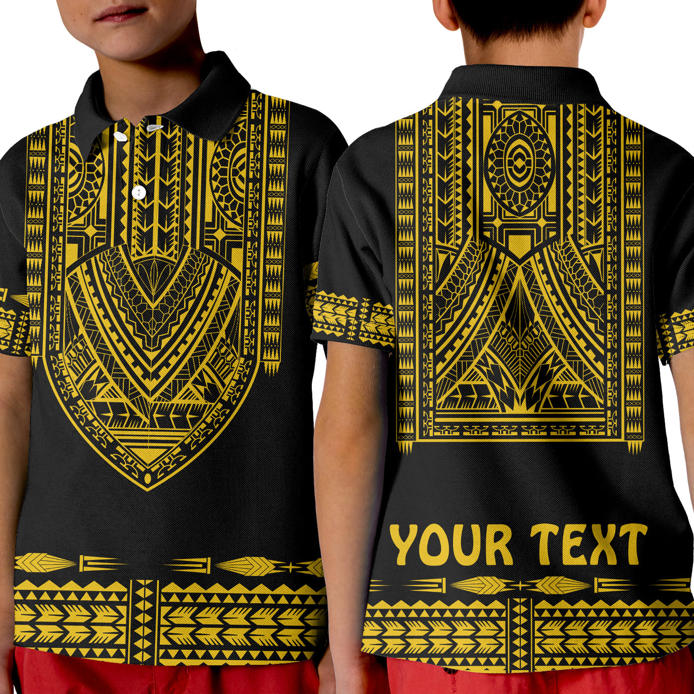 Custom Polynesian Polo Shirt Dashiki With Polynesian Tattoo Royal Golden Version LT14