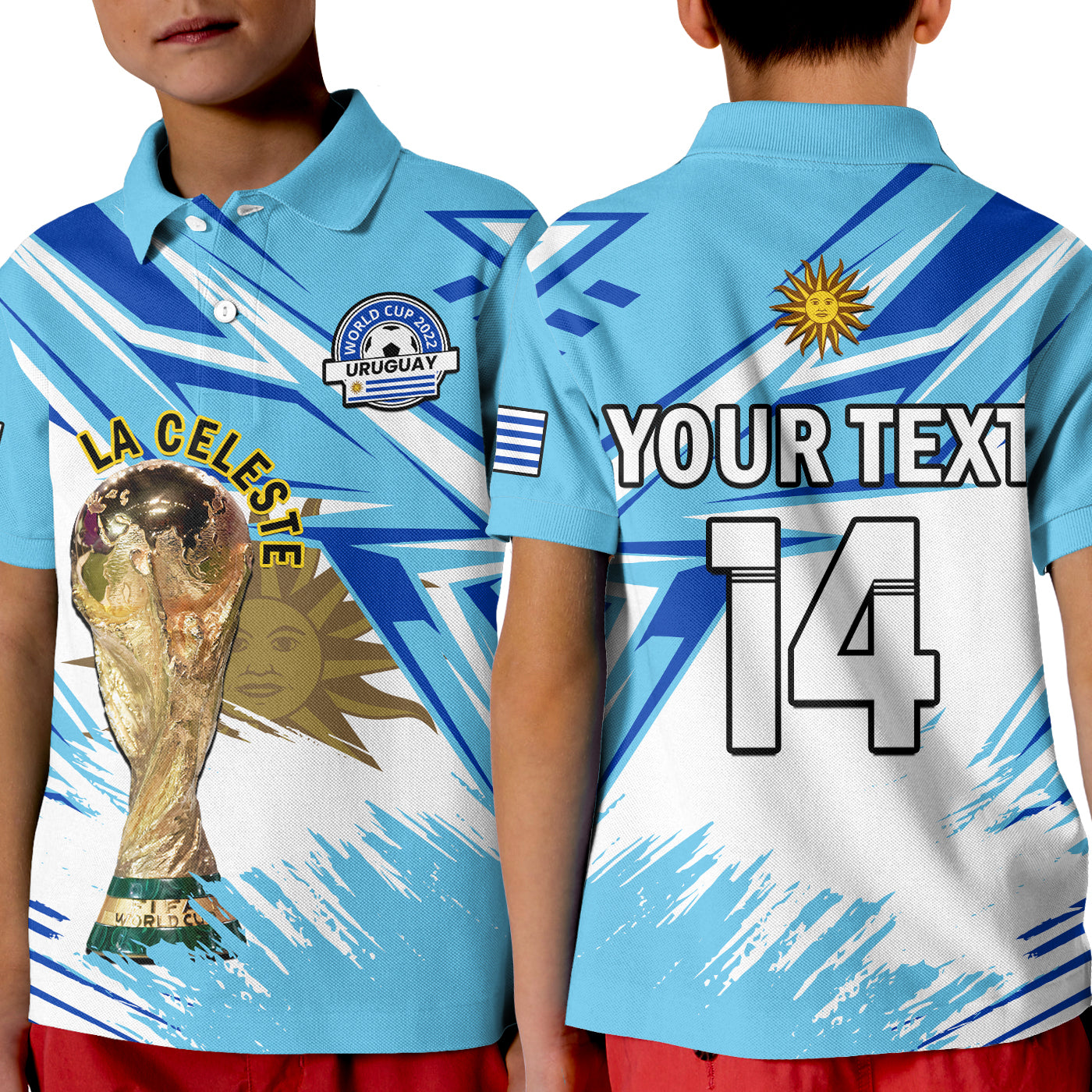 (Custom Text And Number) Uruguay Football Polo Shirt La Celeste WC 2022 Sporty Style LT14