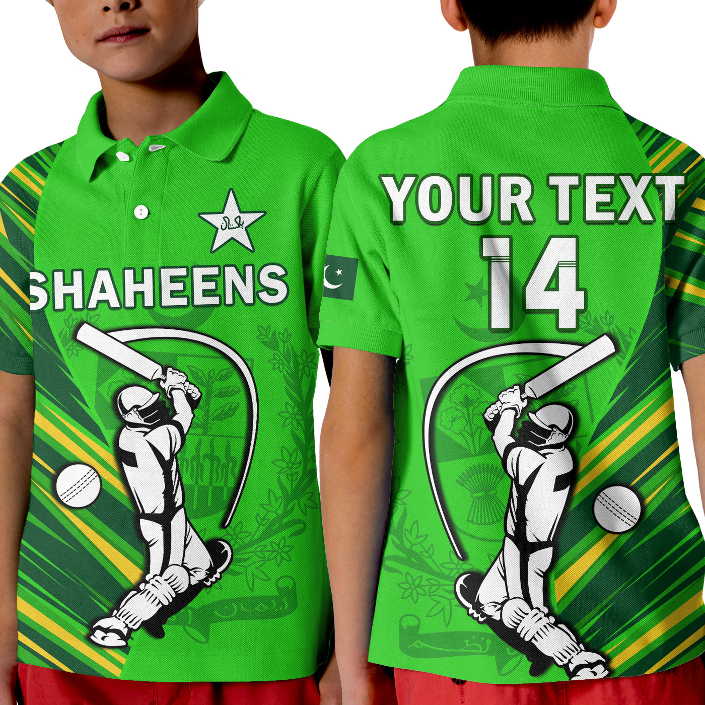 (Custom Text And Number) Pakistan Cricket Polo Shirt Go Shaheens Simple Style LT14