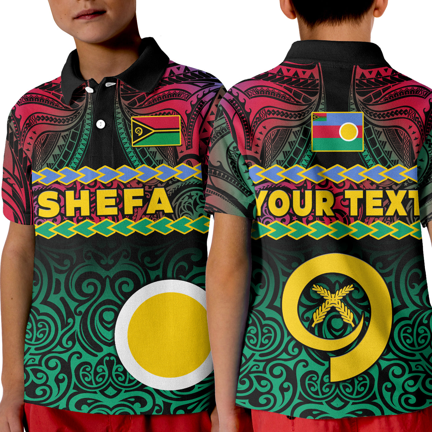 Custom Shefa Province Polo Shirt Vanuatu Pig Tusk Polynesian Flag Style LT14