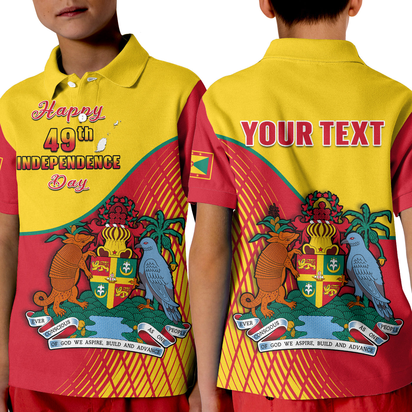 Custom Grenada Polo Shirt Coat Of Arms Happy 49th Independence Day LT14