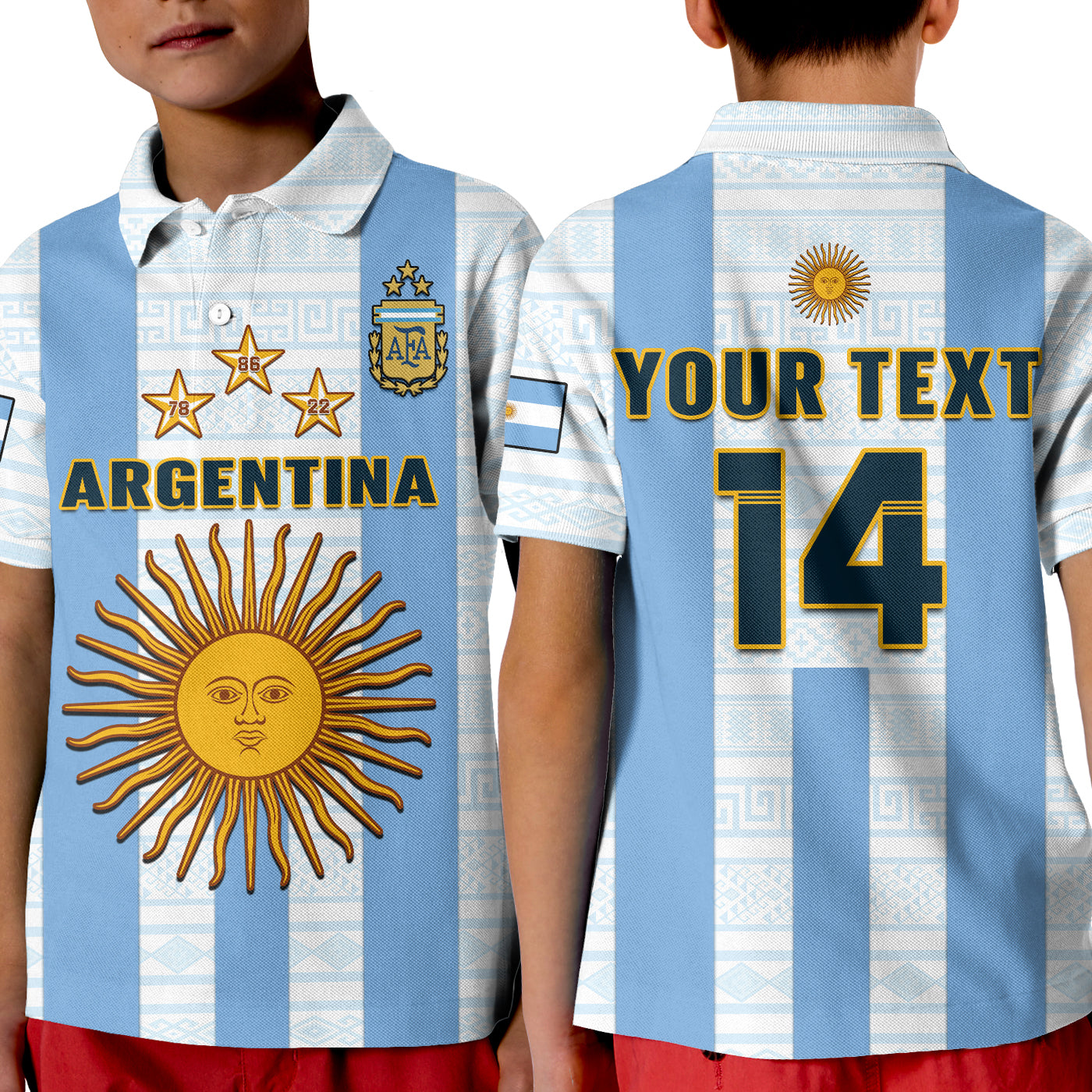 (Custom Text And Number) Argentina Football Polo Shirt World Cup La Albiceleste 3rd Champions Proud LT14