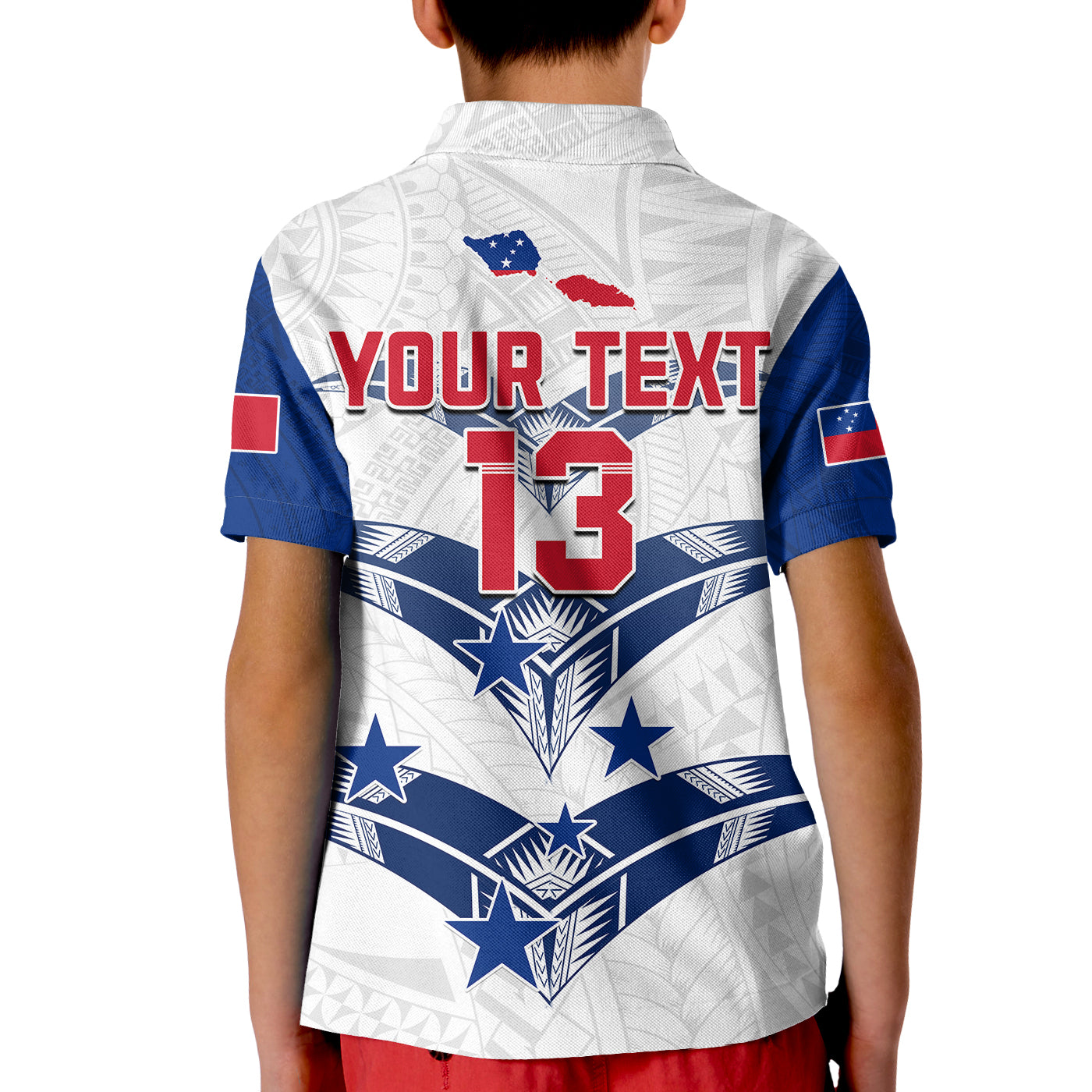 (Custom Personalise Text and Number) Toa Samoa Rugby Polo Shirt Siamupini Proud White LT13