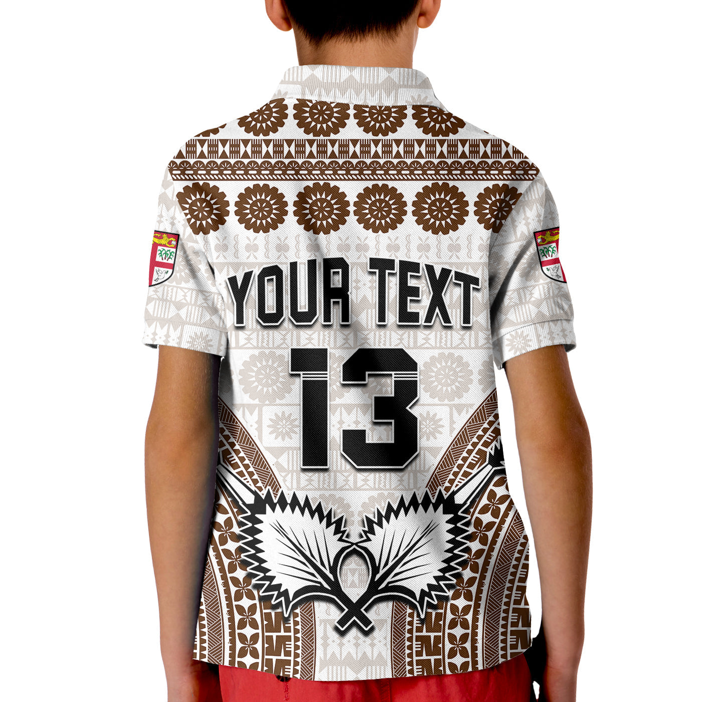 Custom Text and Number Fiji Rugby Bati Polo Shirt Proud Tapa Pattern LT13