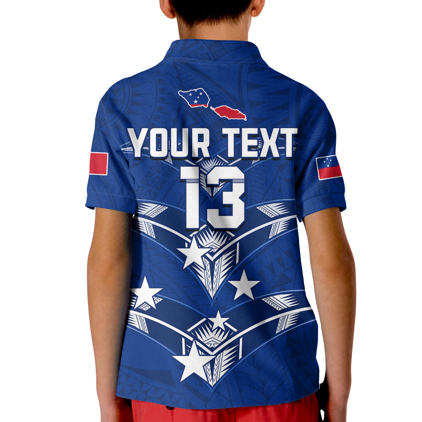 (Custom Personalise Text and Number) Toa Samoa Rugby Polo Shirt Siamupini Proud Blue LT13