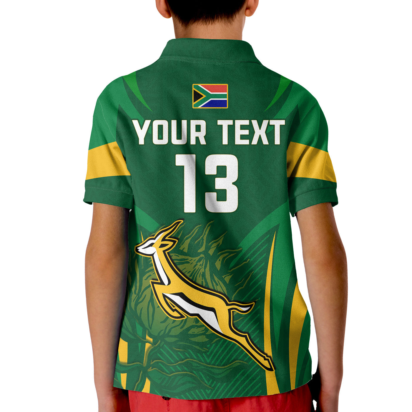 (Custom Text and Number) South Africa Rugby Polo Shirt Springboks Champion LT13