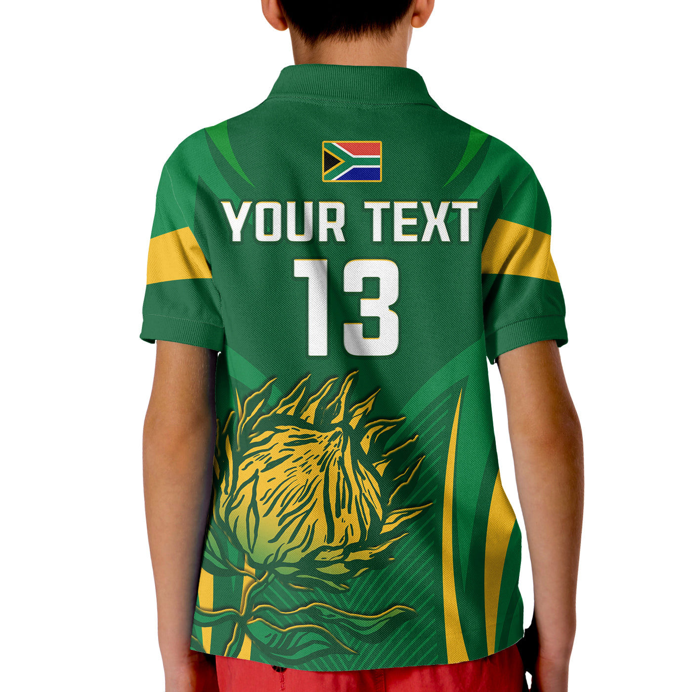 (Custom Text and Number) South Africa Cricket Polo Shirt Proteas Champion LT13