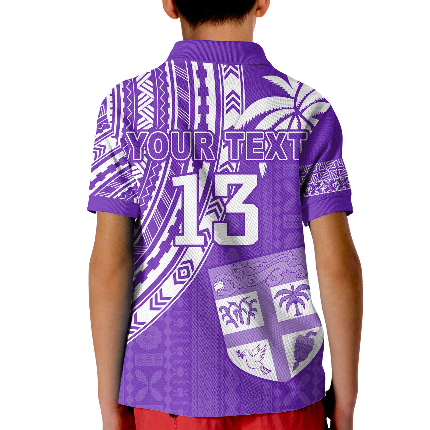 Custom Text and Number Fiji Rugby Sevens Polo Shirt Fijian 7s Tapa Polynesian Purple LT13