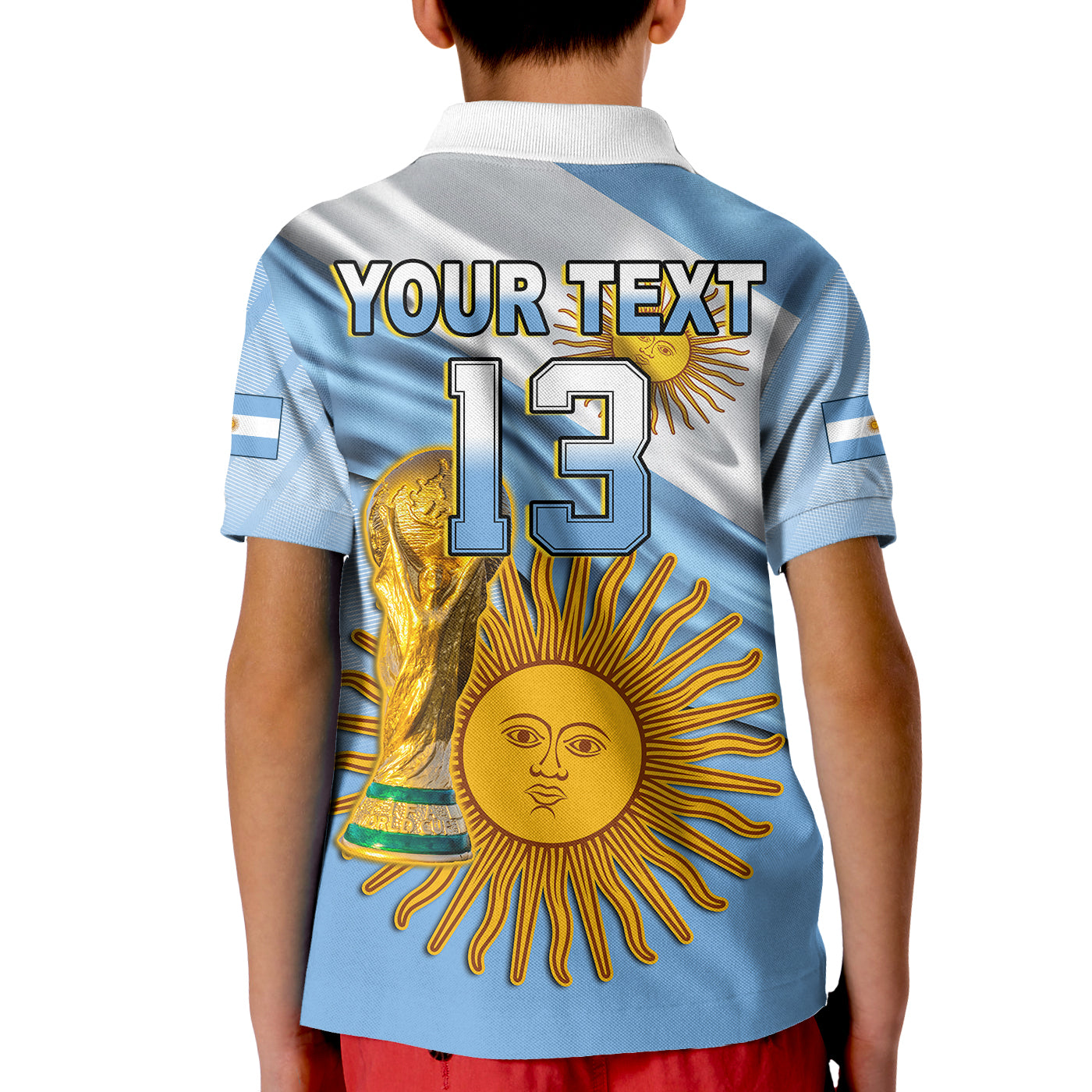 (Custom Text and Number) Football Polo Shirt Vamos La Albiceleste Champions World Cup Vibe Flag LT13