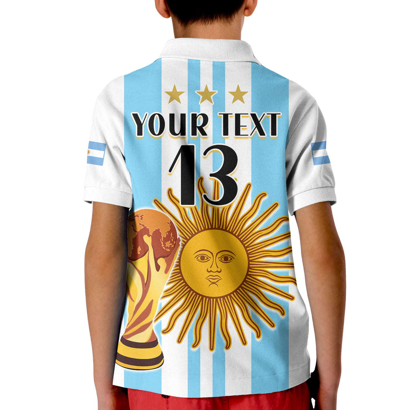 (Custom Text and Number) Argentina Football Polo Shirt FIFA 2022 World Cup Champions LT13